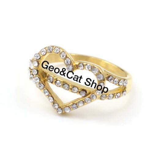 Gold Ring Heart Stainless Steel